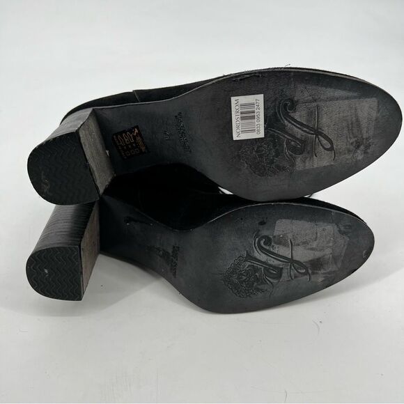 Free People Mila Foldover Ankle Heeled Booties Black Suede EU41 US10 NWOT - Picture 8 of 11